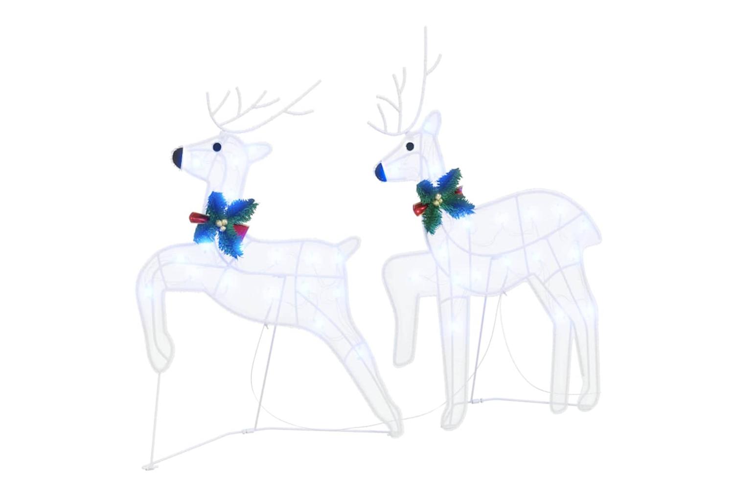 Vidaxl Led Reindeers 5 Pcs White Fabric-4