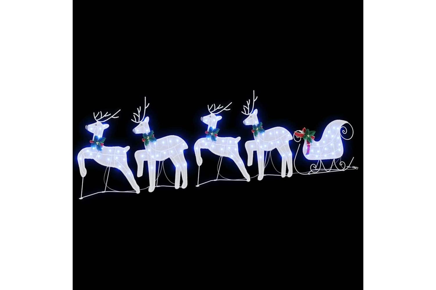 Vidaxl Led Reindeers 5 Pcs White Fabric-6