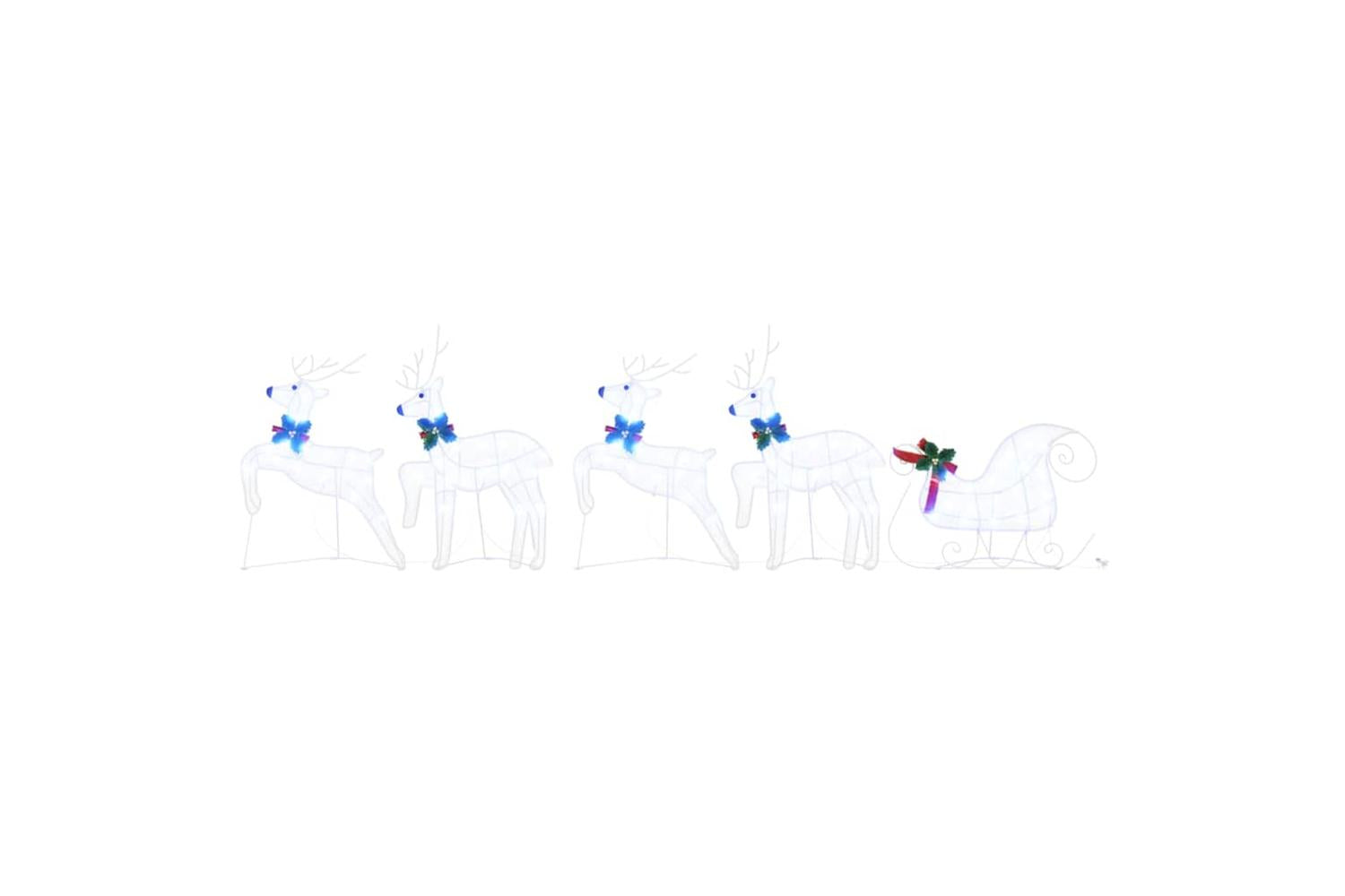 Vidaxl Led Reindeers 5 Pcs White Fabric-7