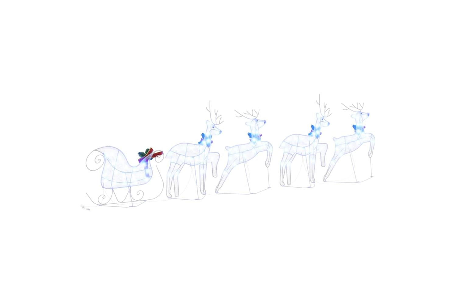 Vidaxl Led Reindeers 5 Pcs White Fabric-9