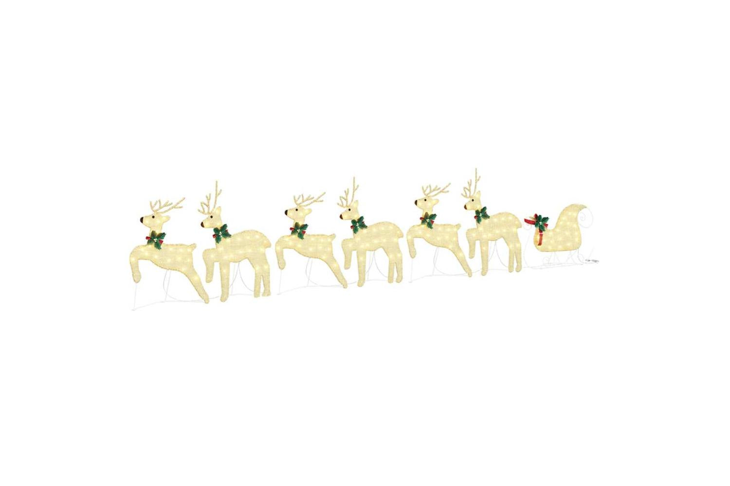 Vidaxl Led Reindeers 7 Pcs Gold Fabric-2