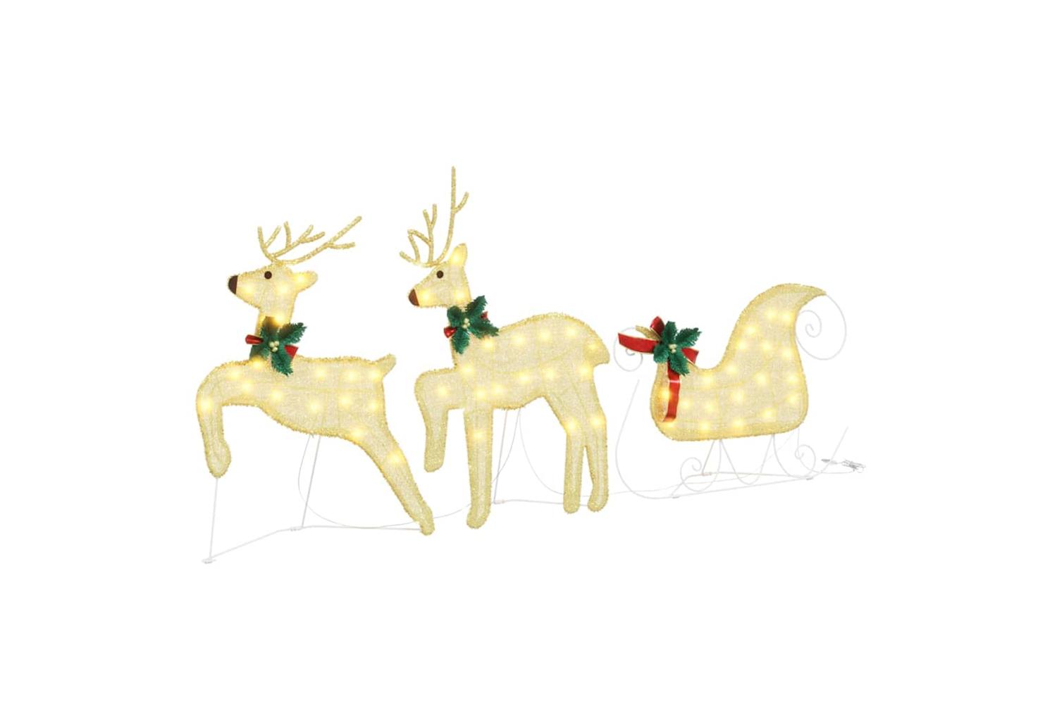 Vidaxl Led Reindeers 7 Pcs Gold Fabric-4