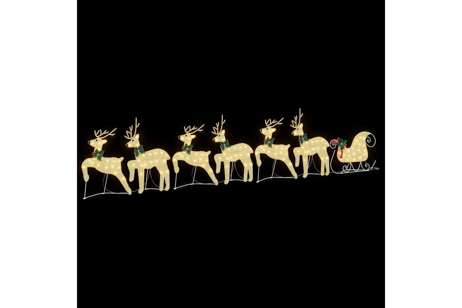 Vidaxl Led Reindeers 7 Pcs Gold Fabric-5