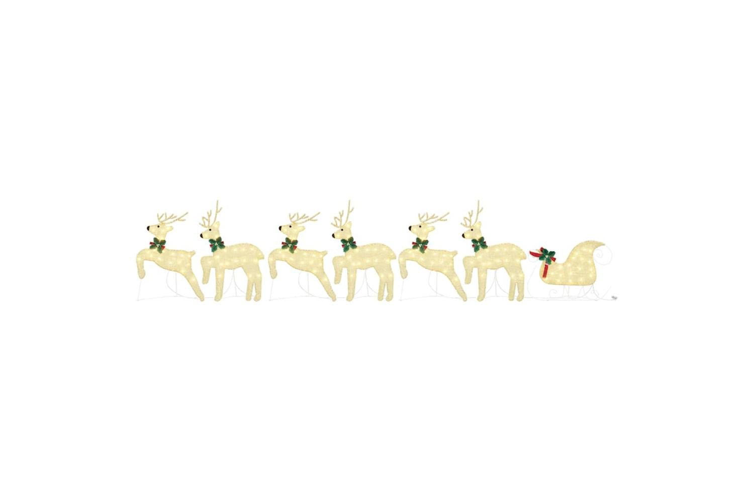 Vidaxl Led Reindeers 7 Pcs Gold Fabric-7