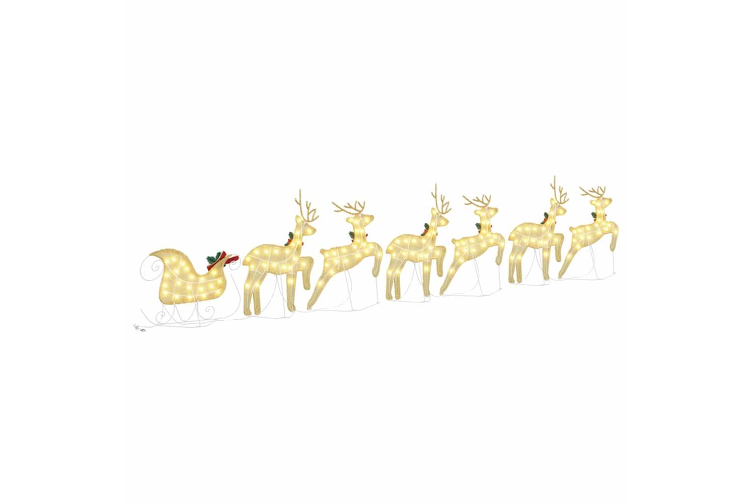 Vidaxl Led Reindeers 7 Pcs Gold Fabric-9