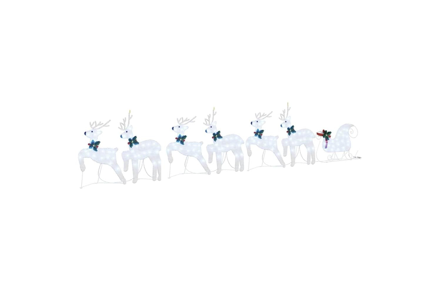 Vidaxl Led Reindeers 7 Pcs Silver Fabric-2