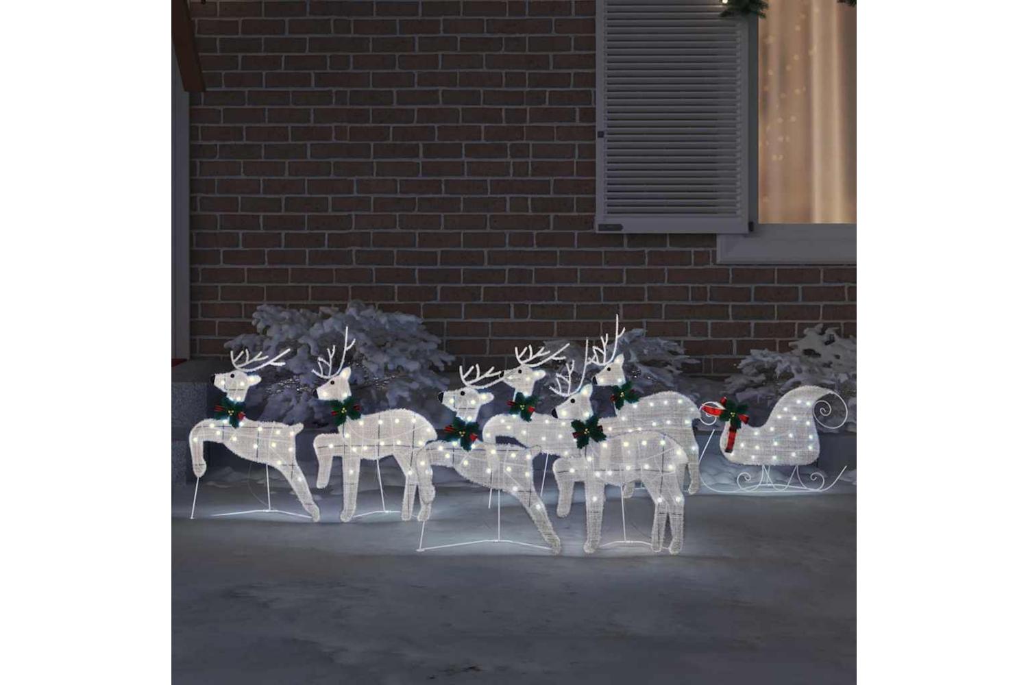 Vidaxl Led Reindeers 7 Pcs Silver Fabric-3