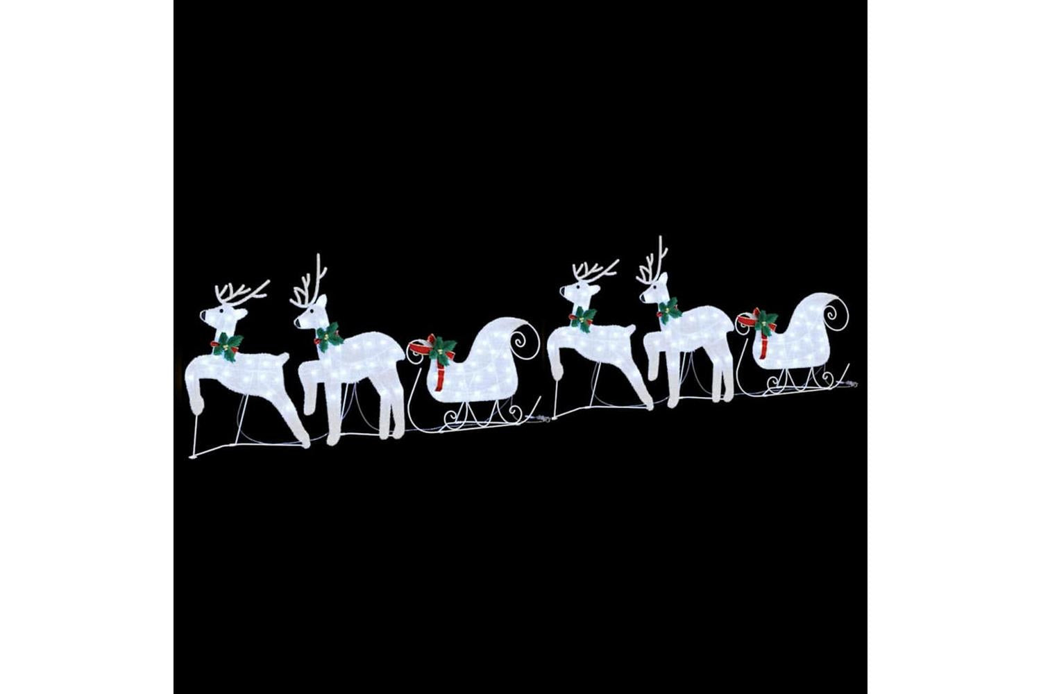 Vidaxl Led Reindeers 7 Pcs Silver Fabric-5