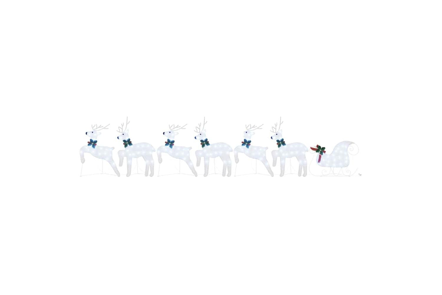 Vidaxl Led Reindeers 7 Pcs Silver Fabric-7