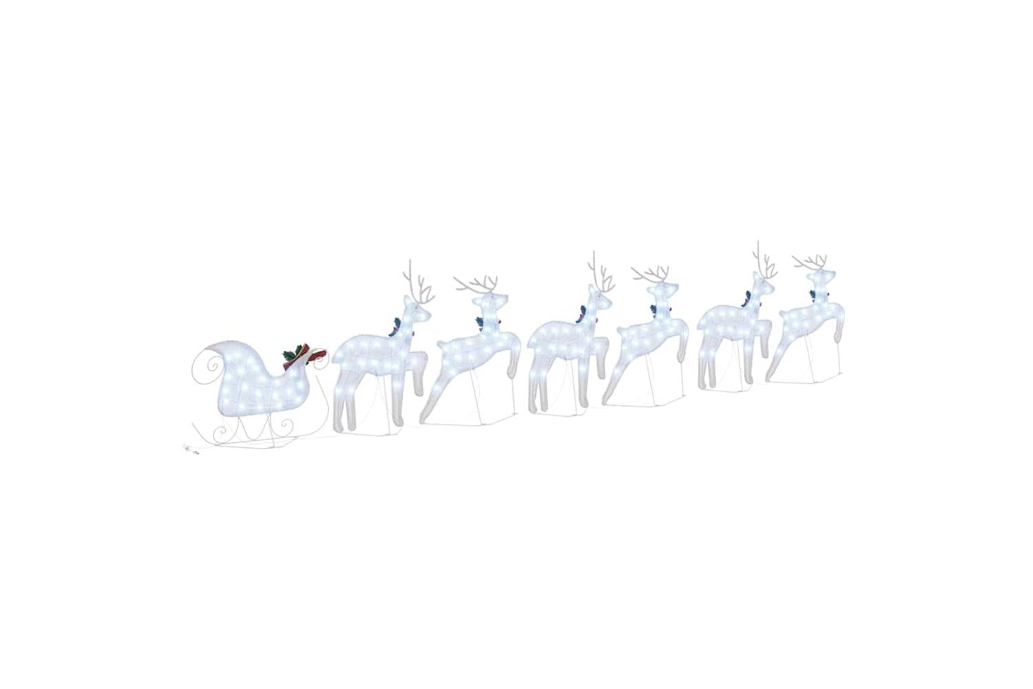 Vidaxl Led Reindeers 7 Pcs Silver Fabric-9