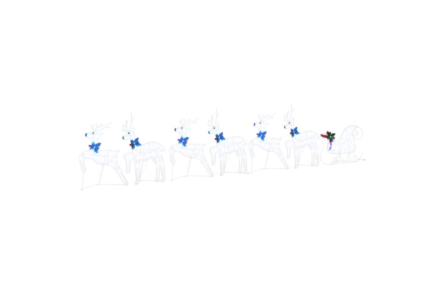 Vidaxl Led Reindeers 7 Pcs White Fabric-2