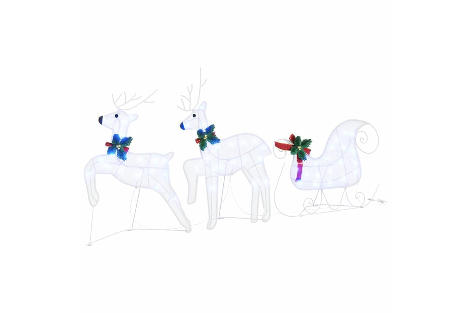 Vidaxl Led Reindeers 7 Pcs White Fabric-4