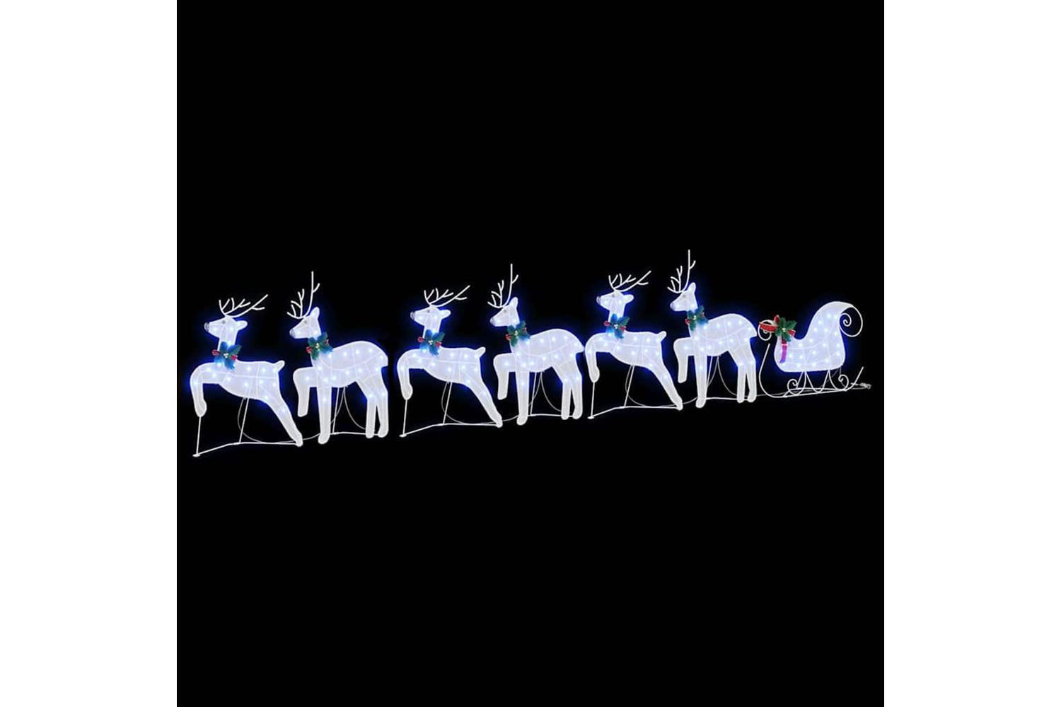 Vidaxl Led Reindeers 7 Pcs White Fabric-5