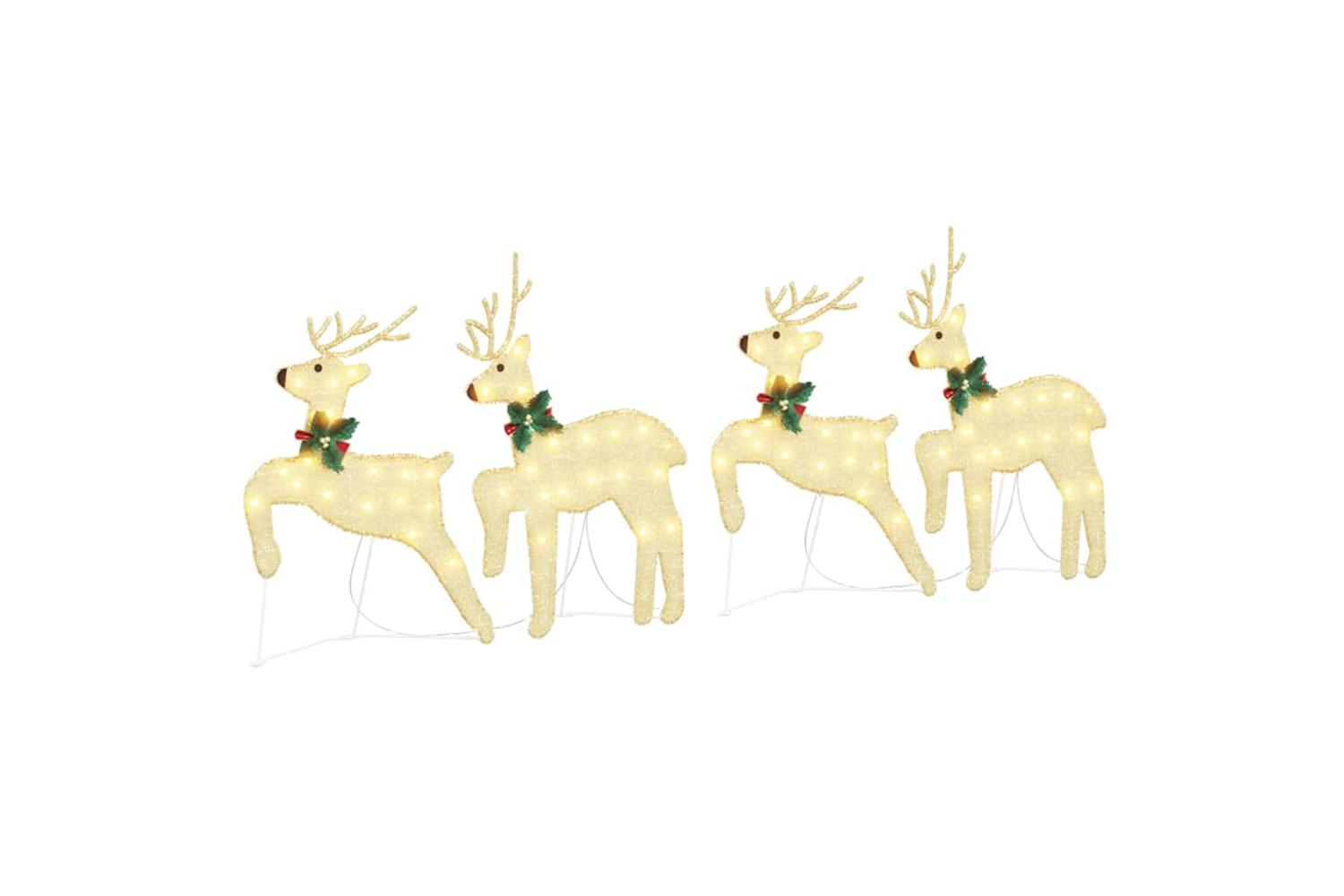Vidaxl Led Reindeers 4 Pcs Gold Fabric