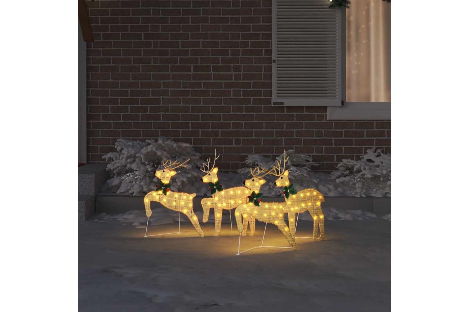 Vidaxl Led Reindeers 4 Pcs Gold Fabric-3