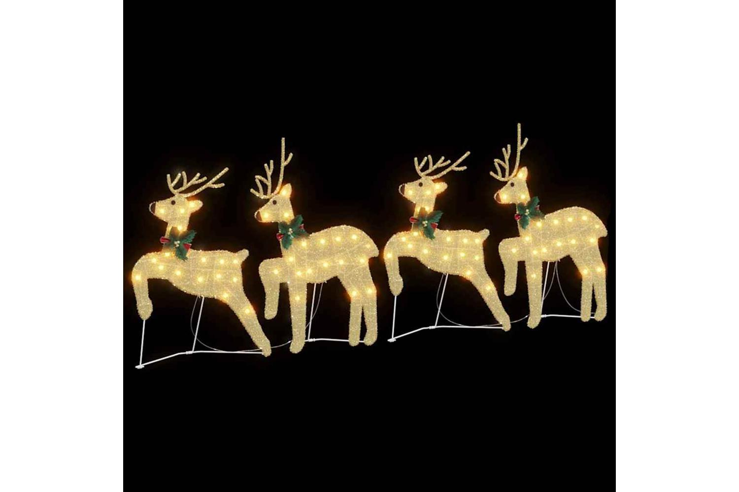 Vidaxl Led Reindeers 4 Pcs Gold Fabric-5