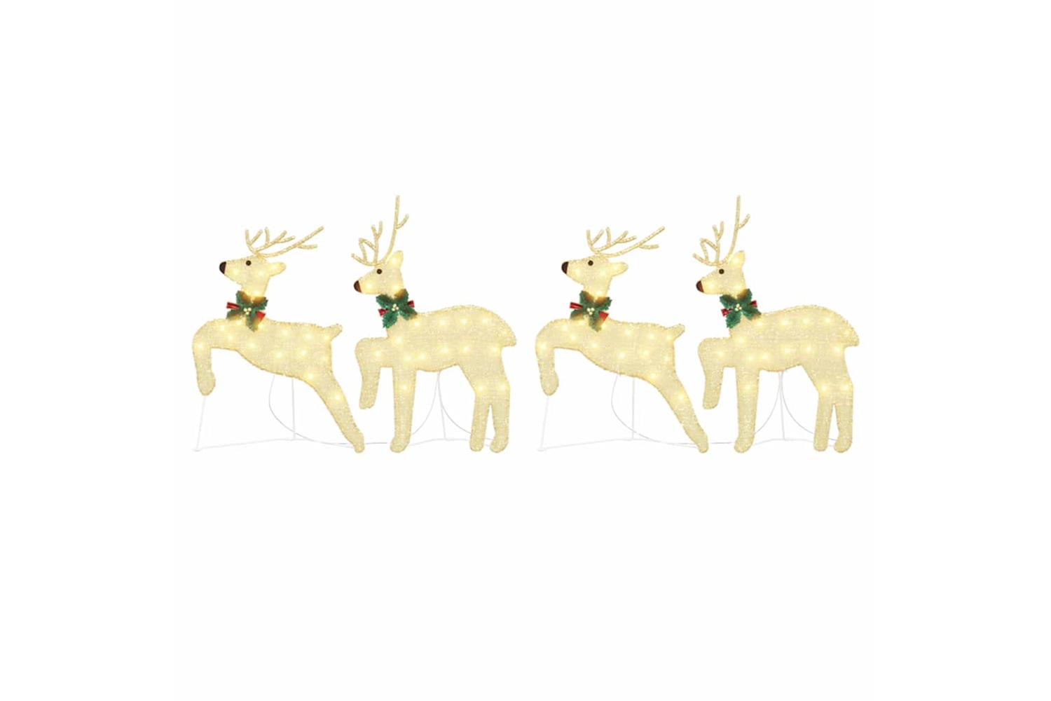Vidaxl Led Reindeers 4 Pcs Gold Fabric-6