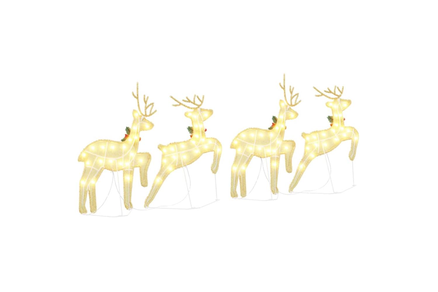 Vidaxl Led Reindeers 4 Pcs Gold Fabric-8