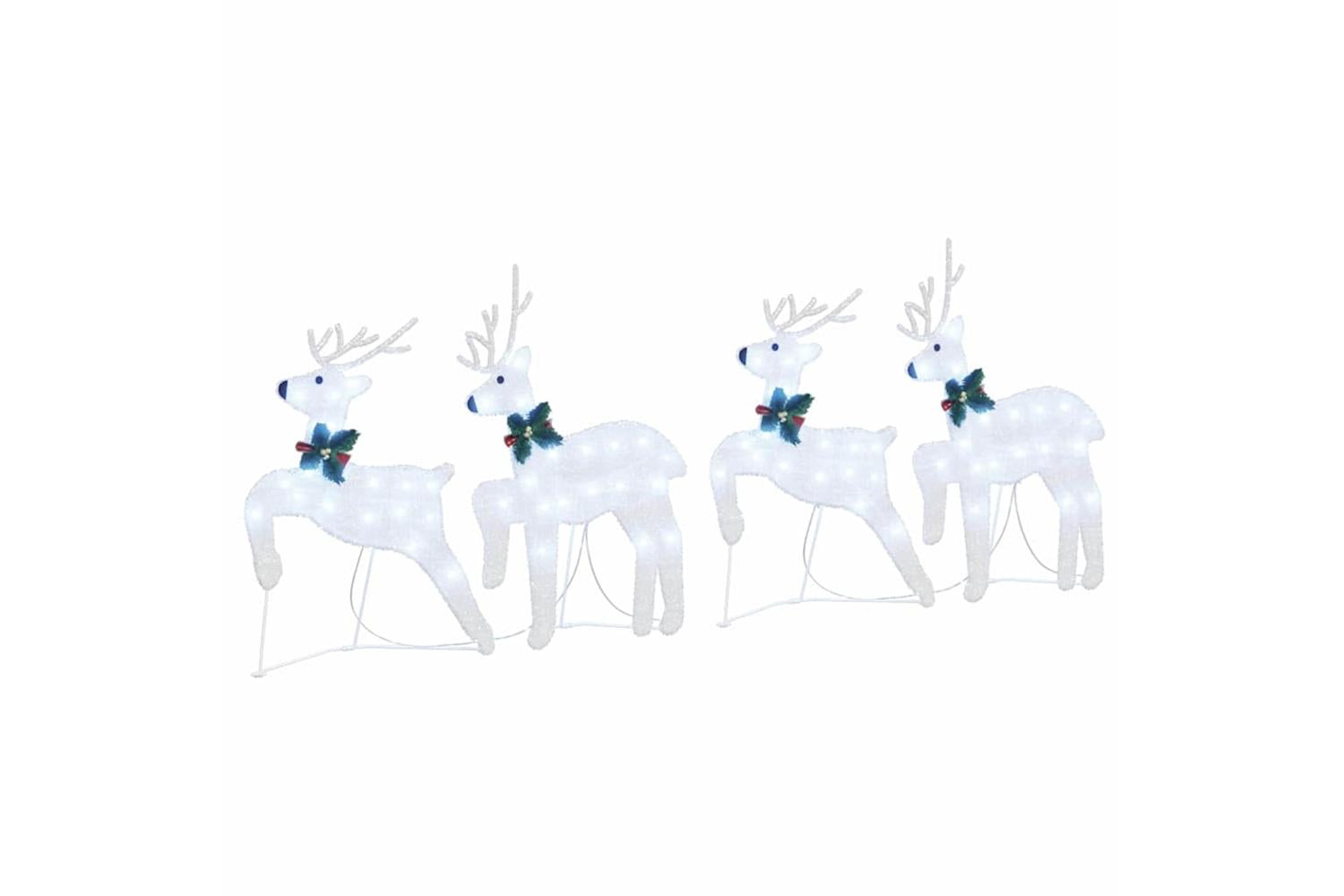 Vidaxl Led Reindeers 4 Pcs Silver Fabric-2