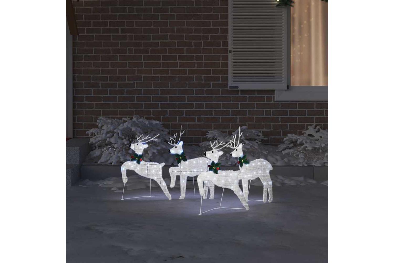 Vidaxl Led Reindeers 4 Pcs Silver Fabric-3