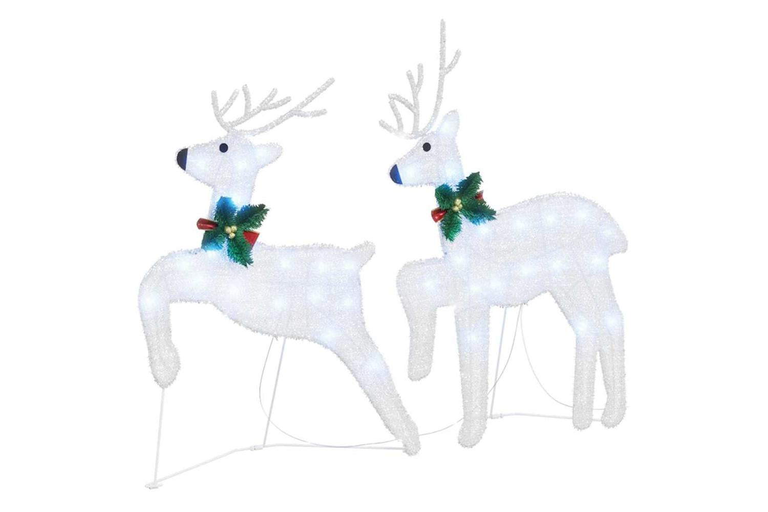 Vidaxl Led Reindeers 4 Pcs Silver Fabric-4