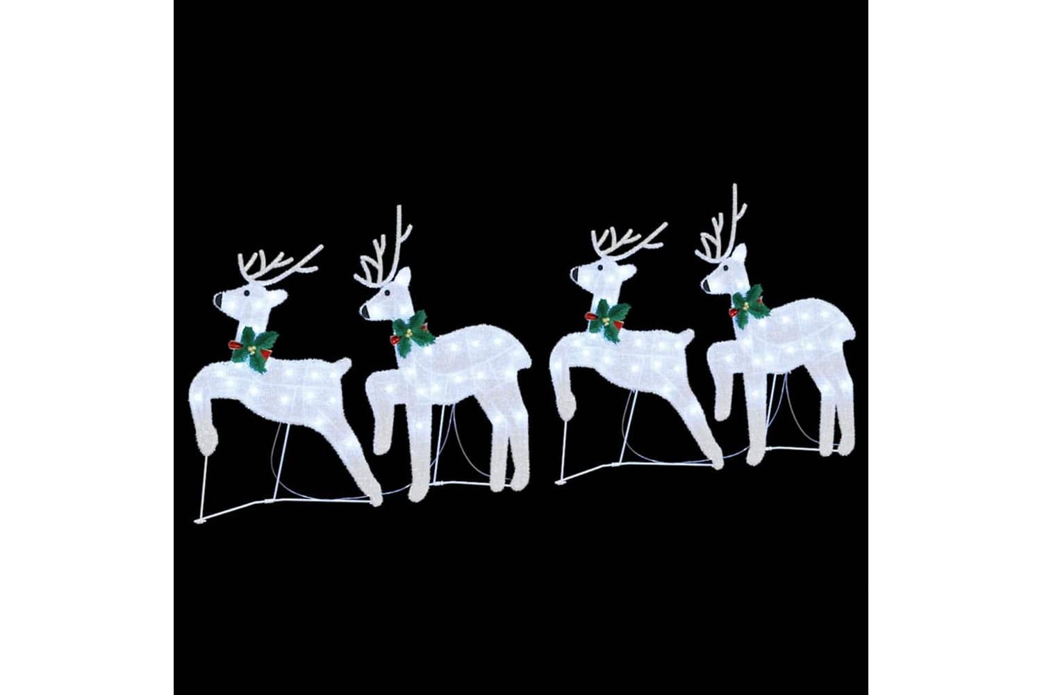 Vidaxl Led Reindeers 4 Pcs Silver Fabric-5