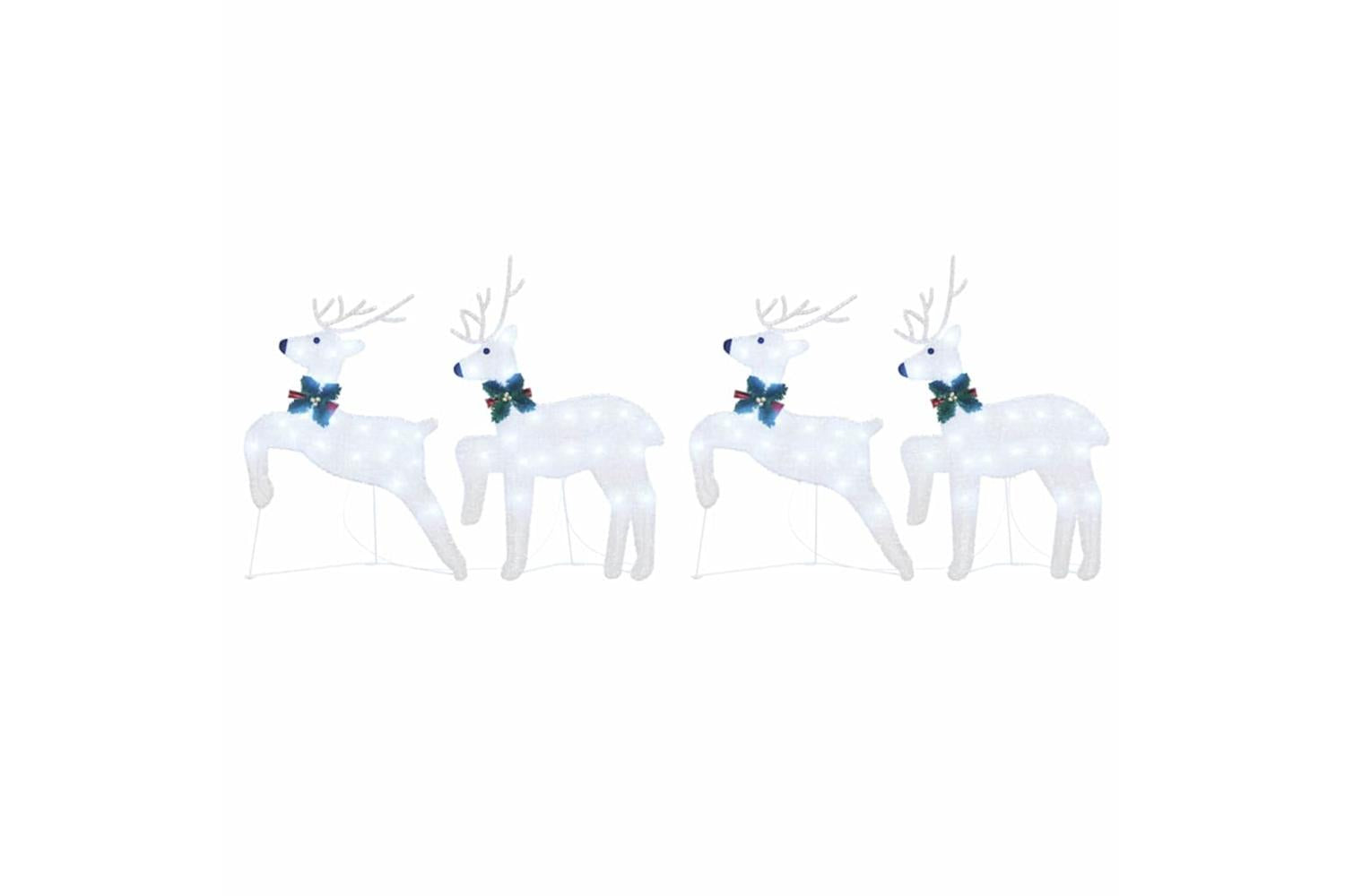 Vidaxl Led Reindeers 4 Pcs Silver Fabric-6