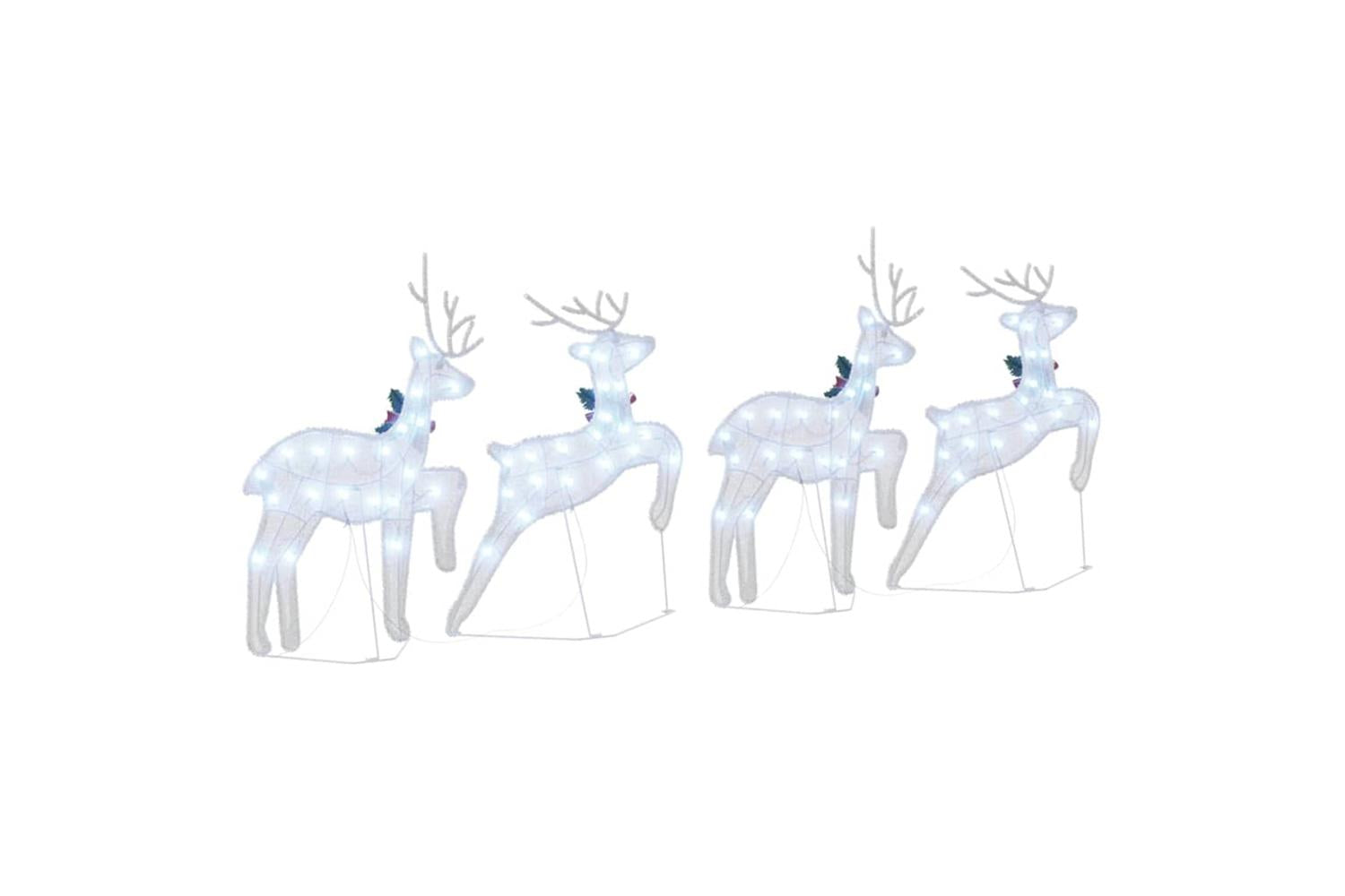 Vidaxl Led Reindeers 4 Pcs Silver Fabric-8