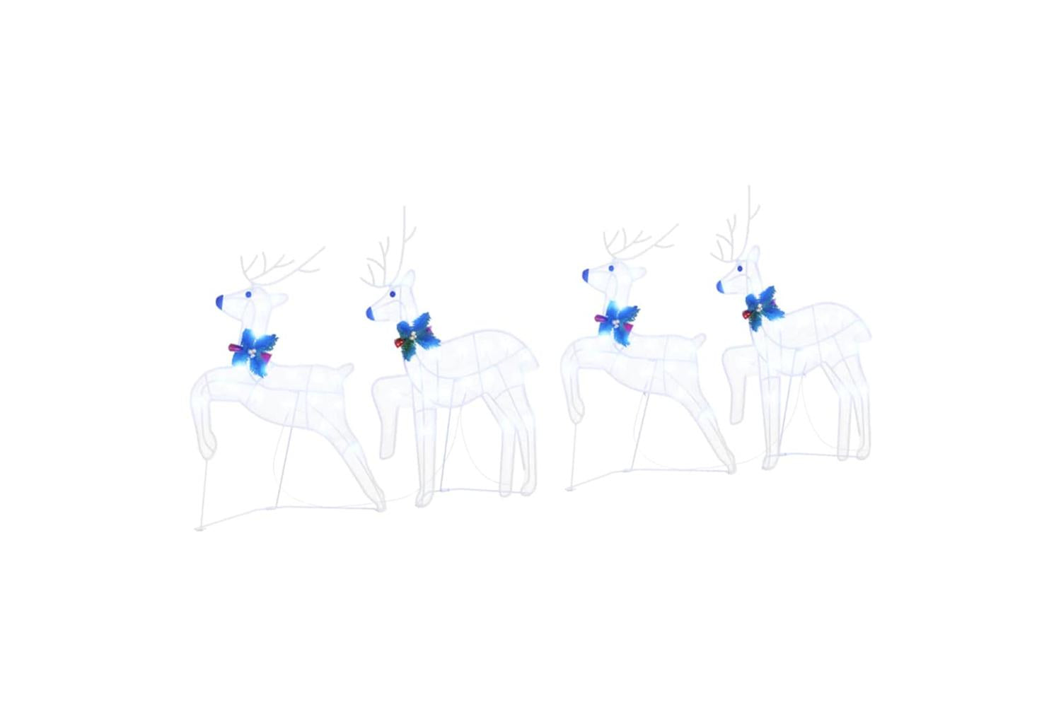 Vidaxl Led Reindeers 4 Pcs White Fabric-2