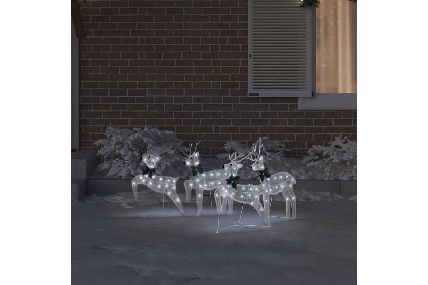 Vidaxl Led Reindeers 4 Pcs White Fabric-3