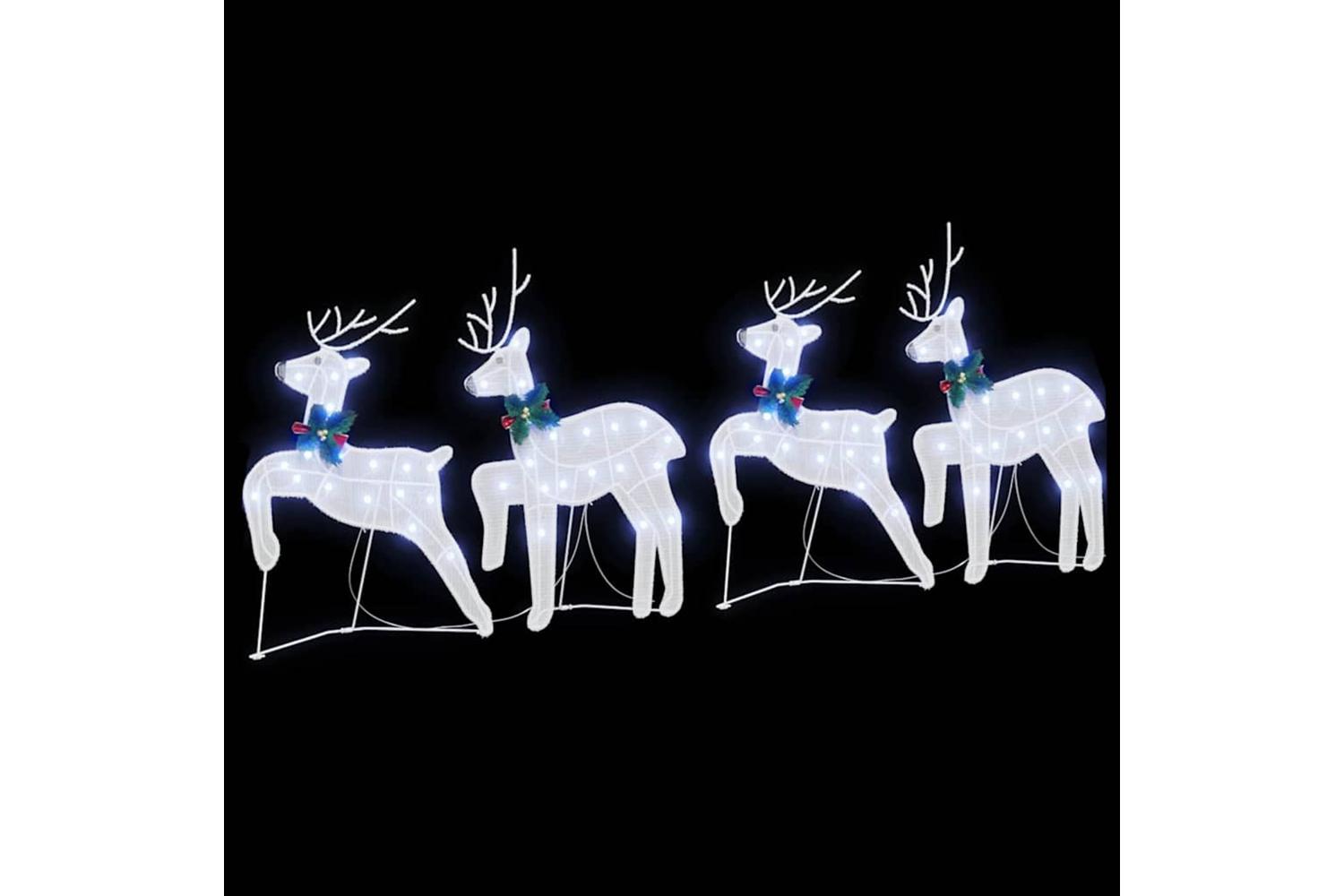 Vidaxl Led Reindeers 4 Pcs White Fabric-5