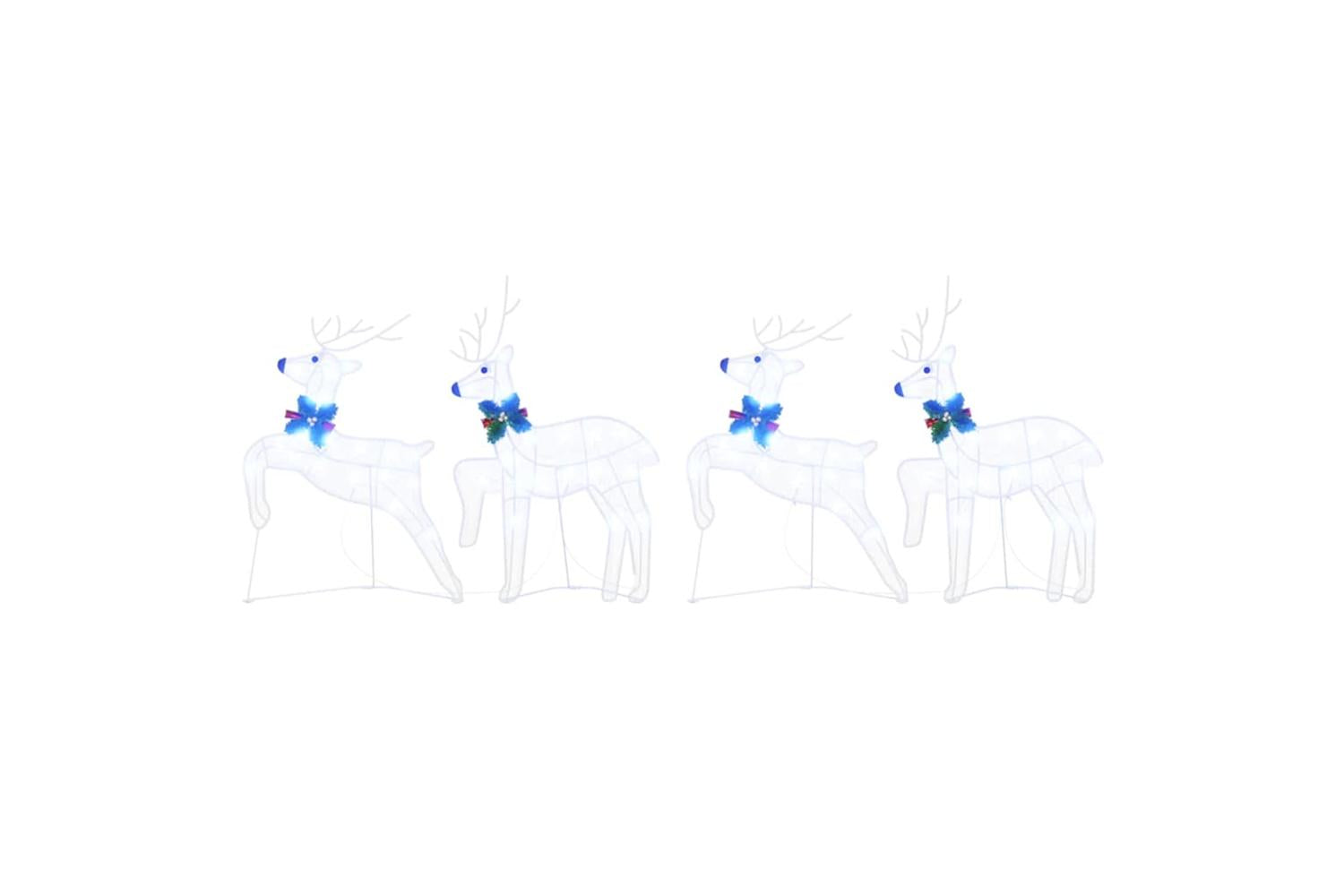 Vidaxl Led Reindeers 4 Pcs White Fabric-6