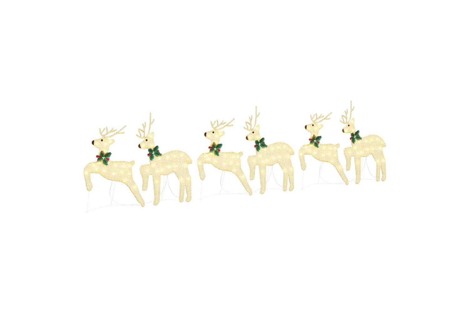 Vidaxl Led Reindeers 6 Pcs Gold Fabric-2