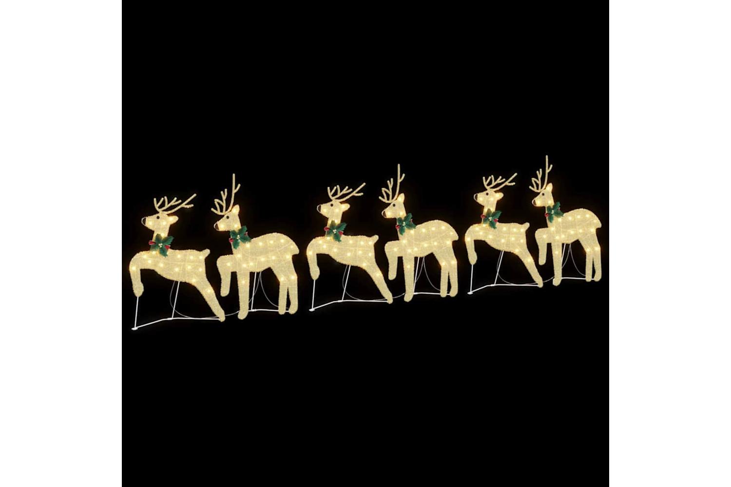 Vidaxl Led Reindeers 6 Pcs Gold Fabric-5