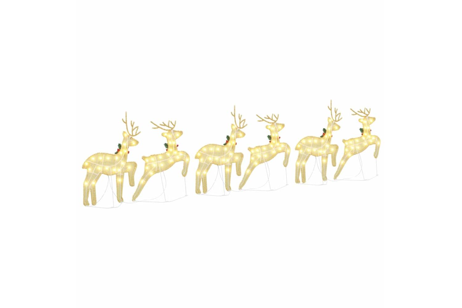 Vidaxl Led Reindeers 6 Pcs Gold Fabric-8