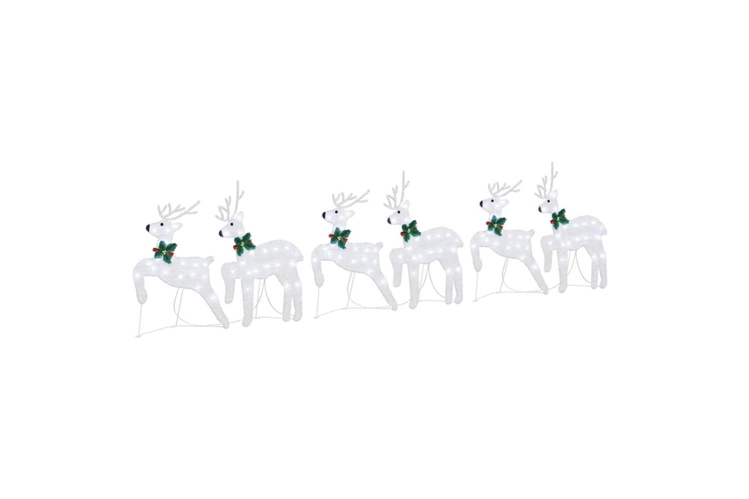 Vidaxl Led Reindeers 6 Pcs Silver Fabric-2
