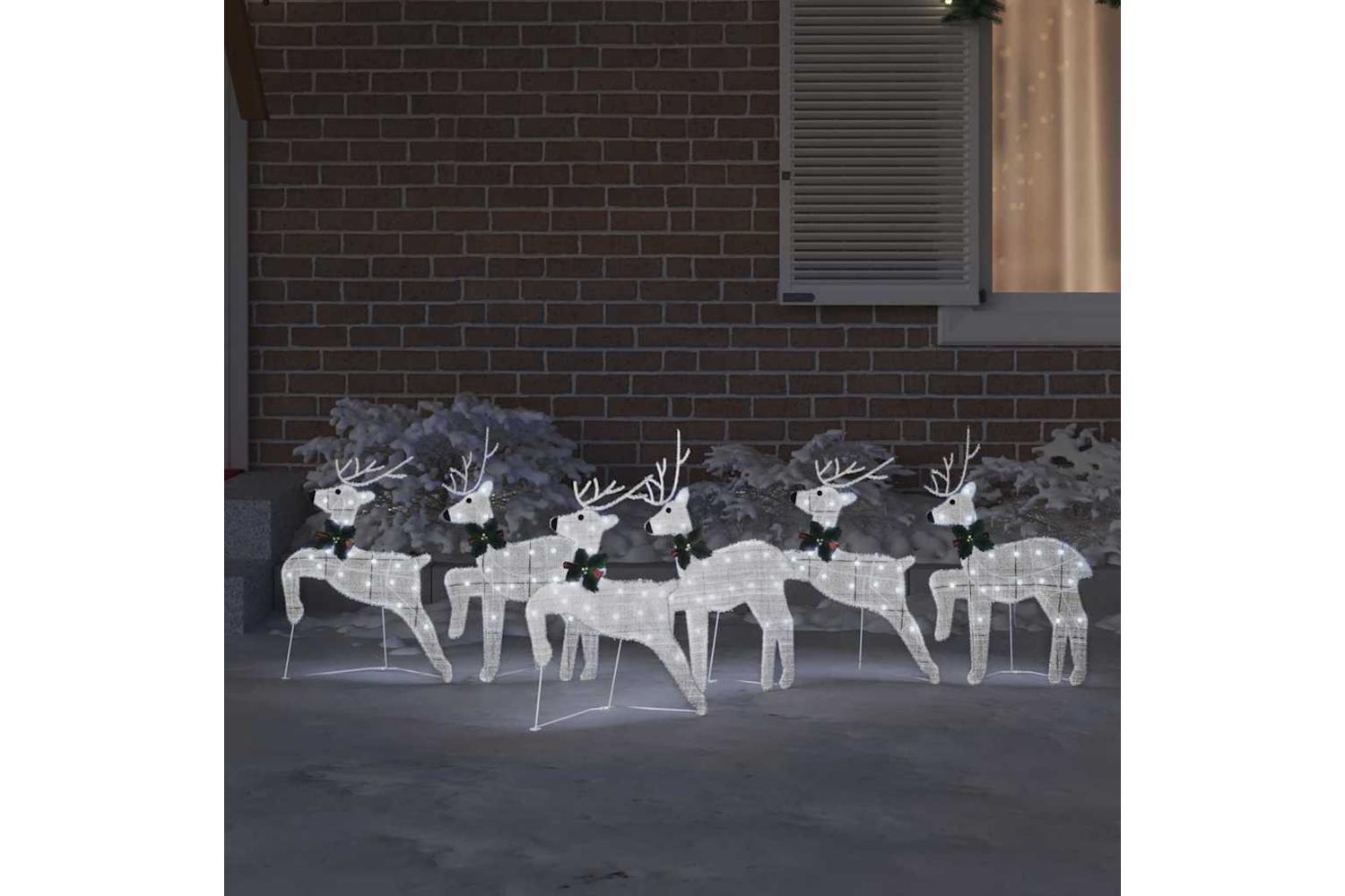 Vidaxl Led Reindeers 6 Pcs Silver Fabric-3