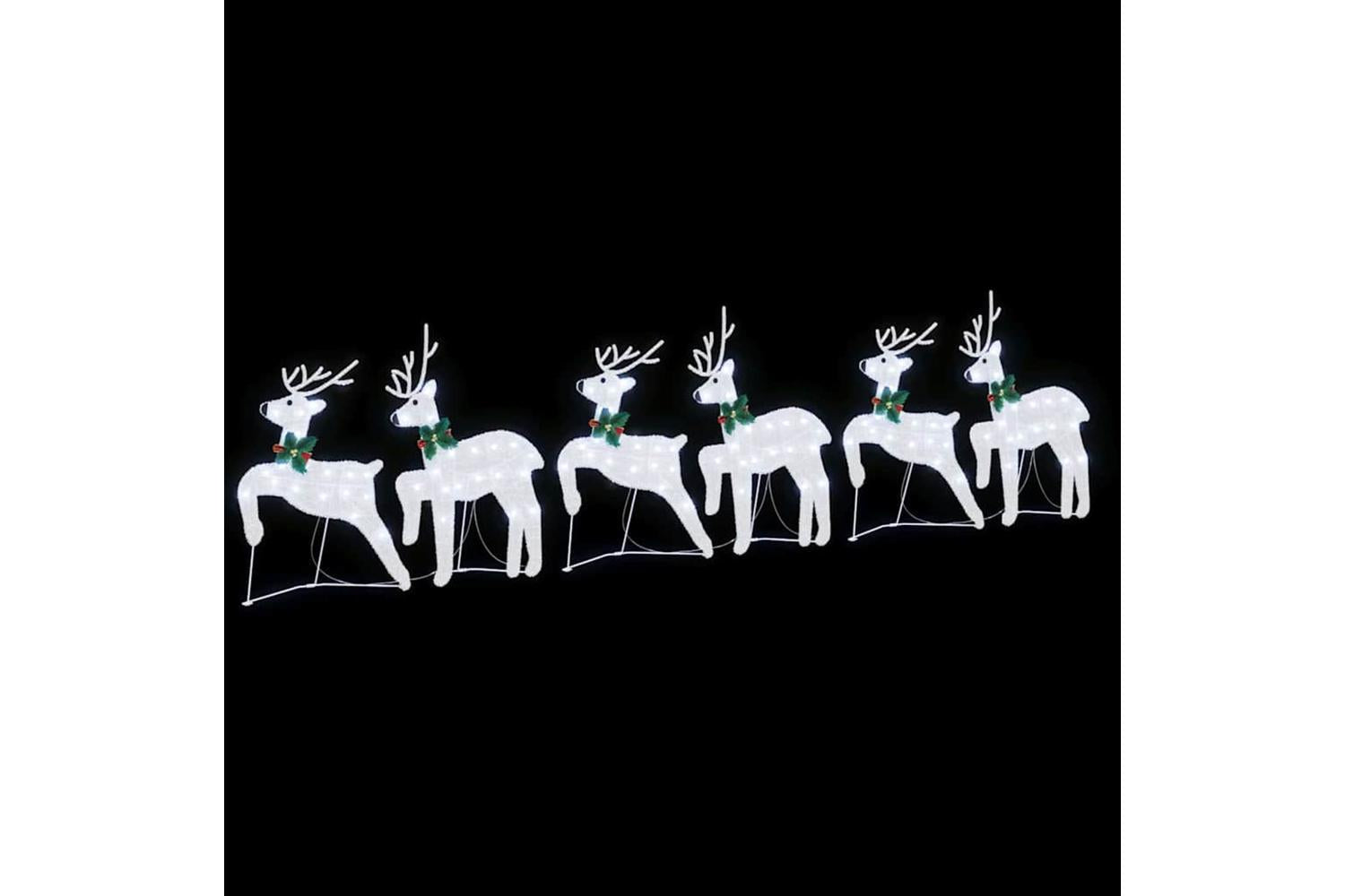 Vidaxl Led Reindeers 6 Pcs Silver Fabric-5