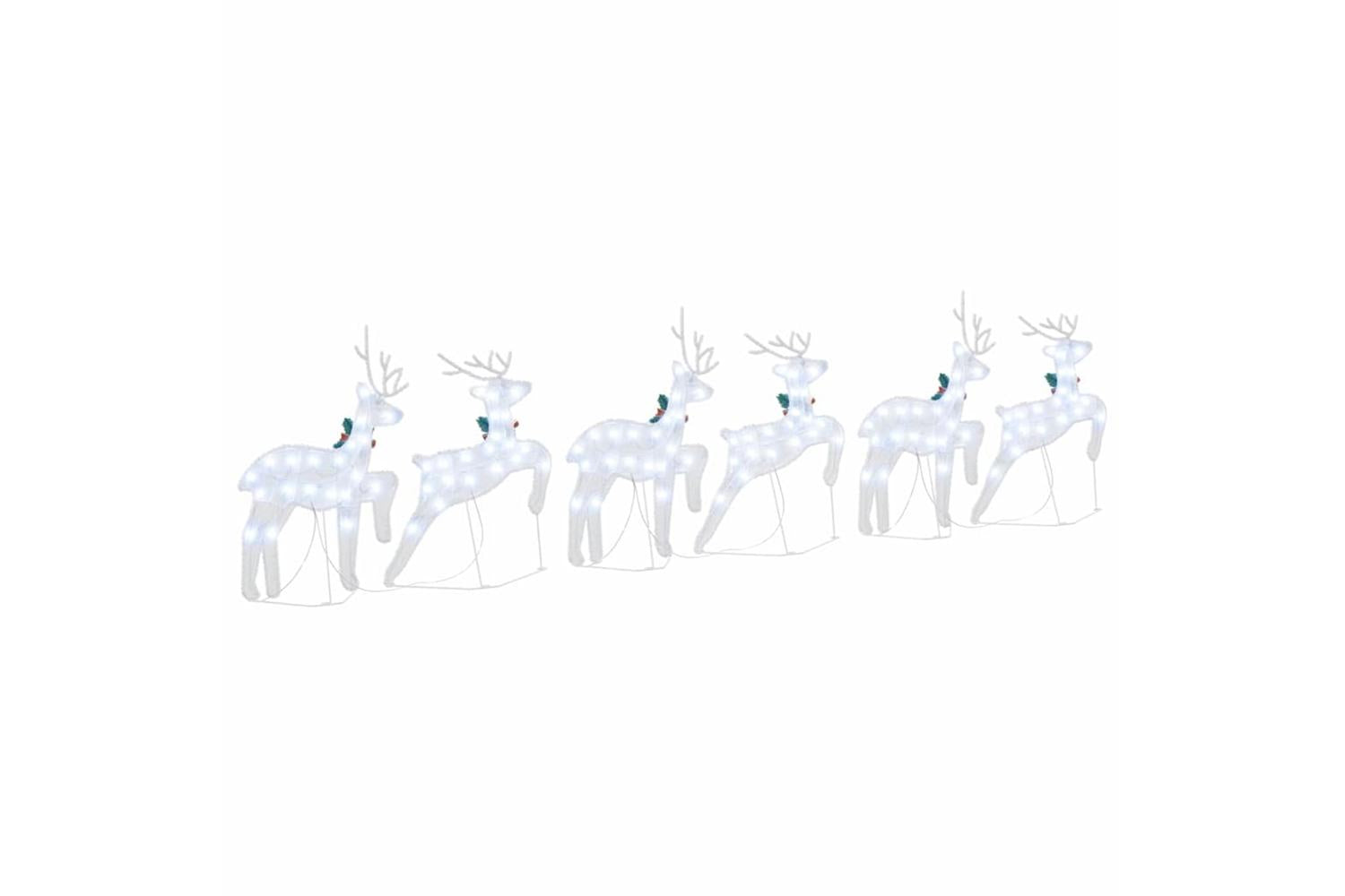 Vidaxl Led Reindeers 6 Pcs Silver Fabric-8