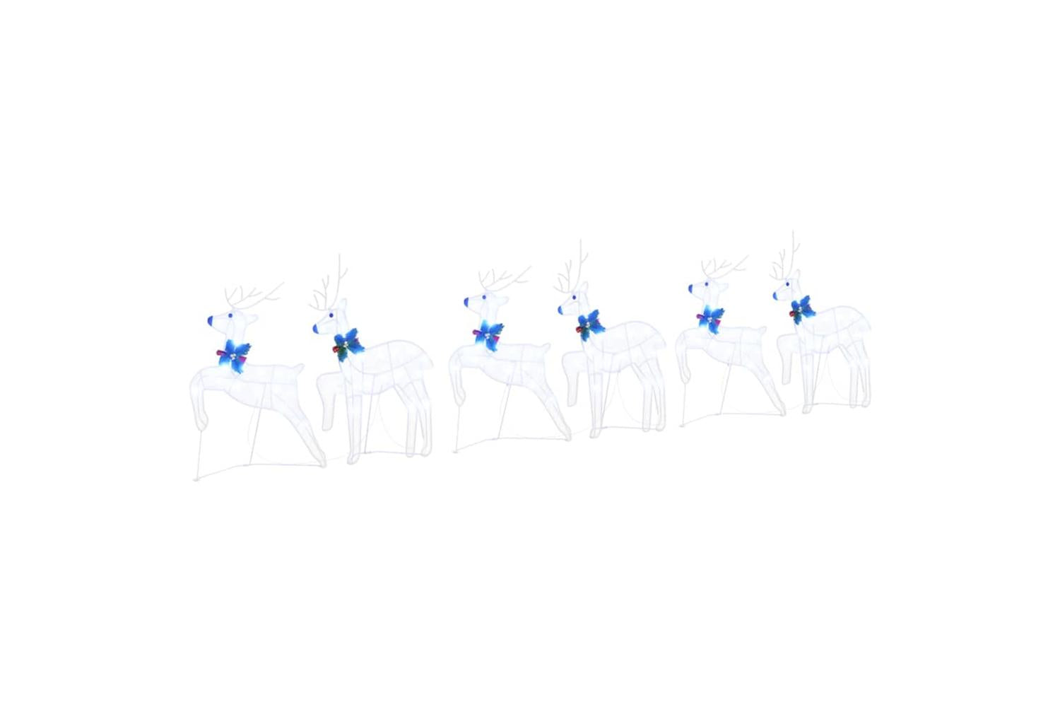 Vidaxl Led Reindeers 6 Pcs White Fabric
