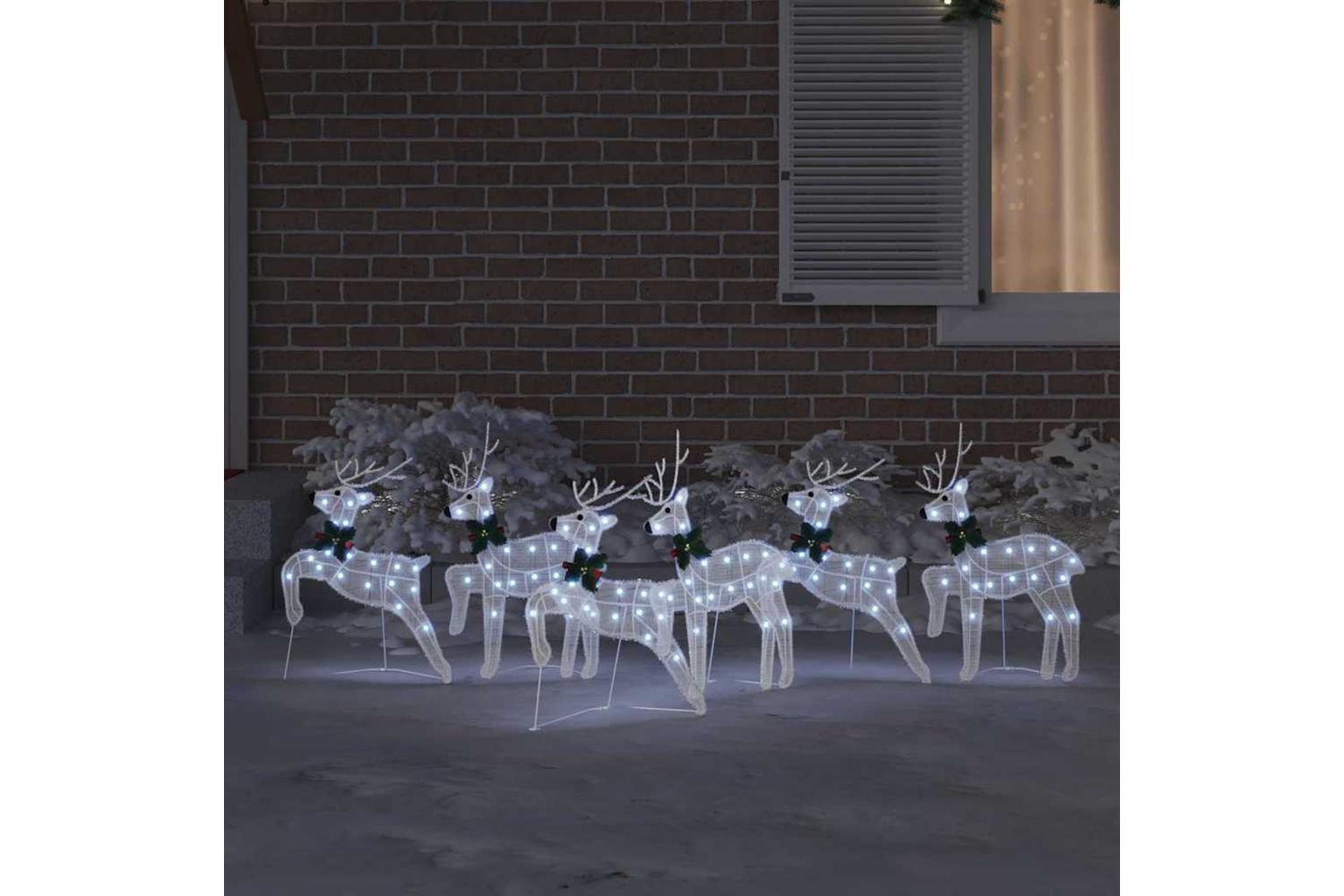 Vidaxl Led Reindeers 6 Pcs White Fabric-3