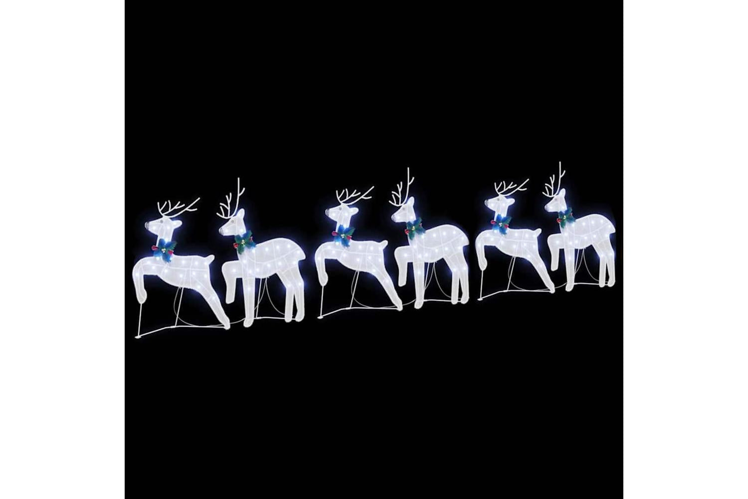 Vidaxl Led Reindeers 6 Pcs White Fabric-5