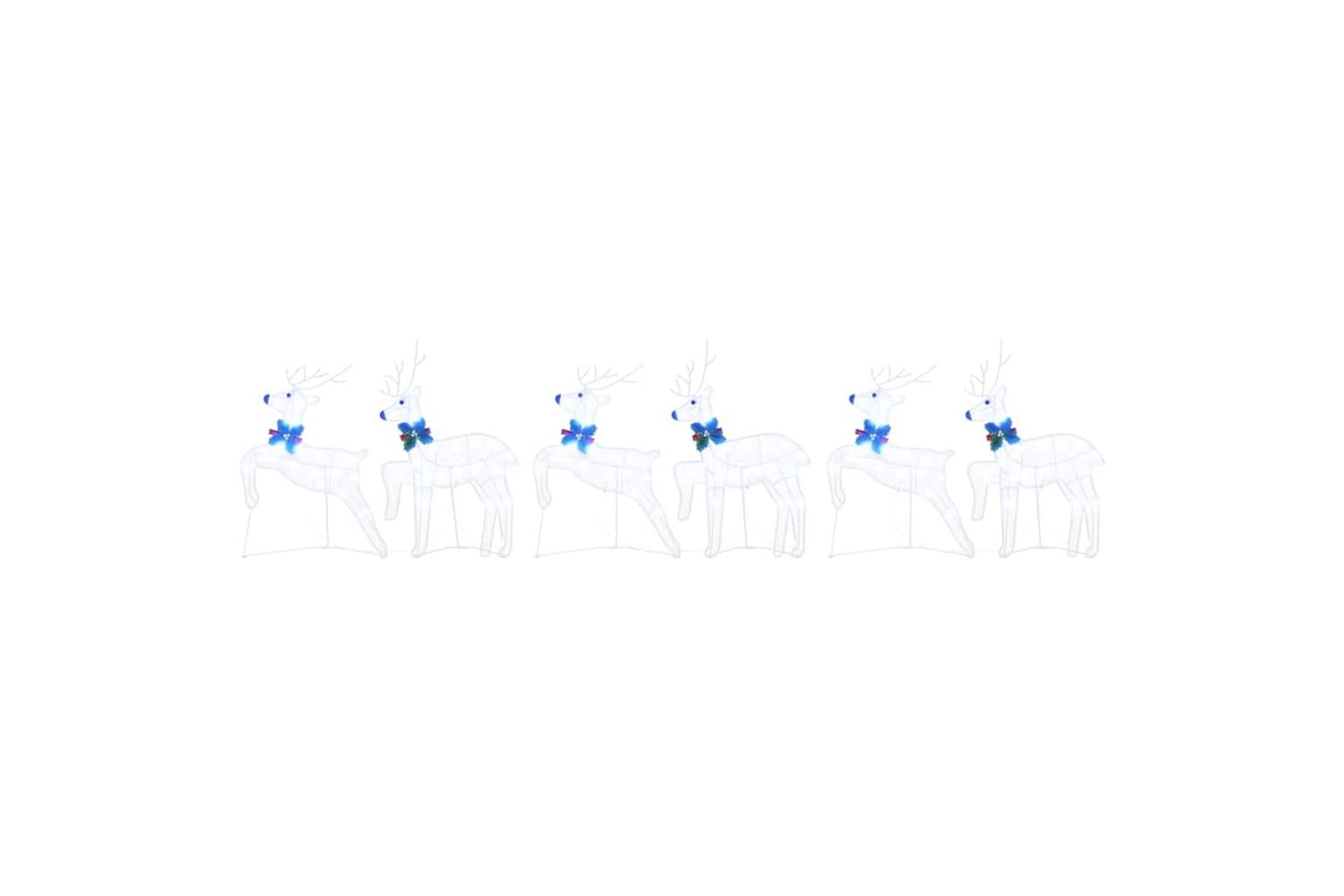 Vidaxl Led Reindeers 6 Pcs White Fabric-6