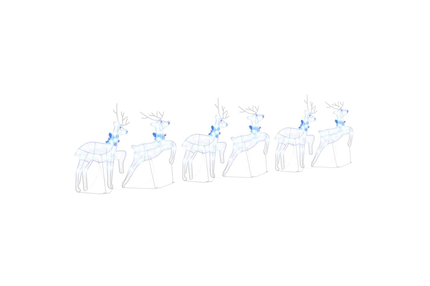 Vidaxl Led Reindeers 6 Pcs White Fabric-8