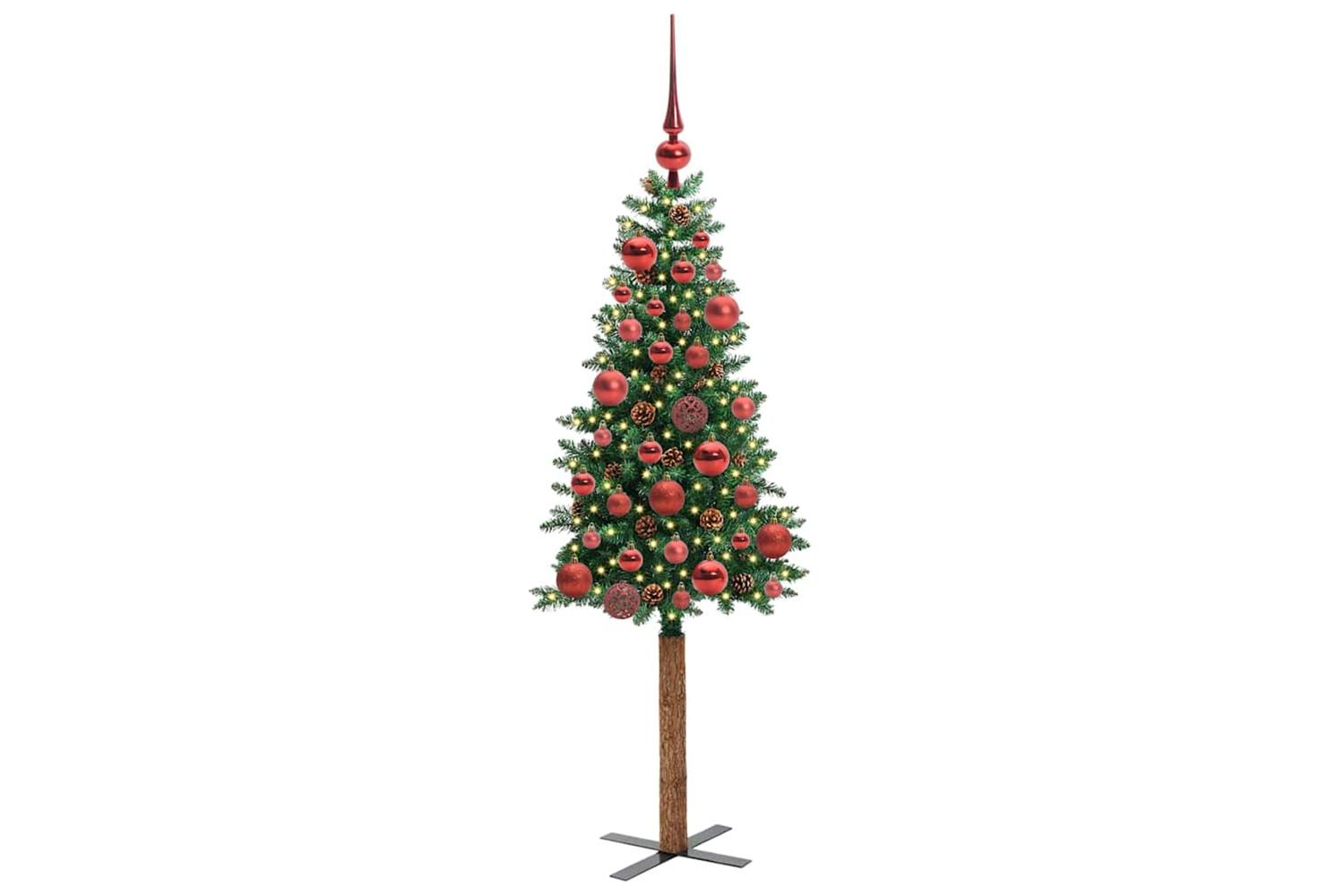 Vidaxl Slim Christmas Tree Green 150 Cm Pvc And Solid Pine Wood-3