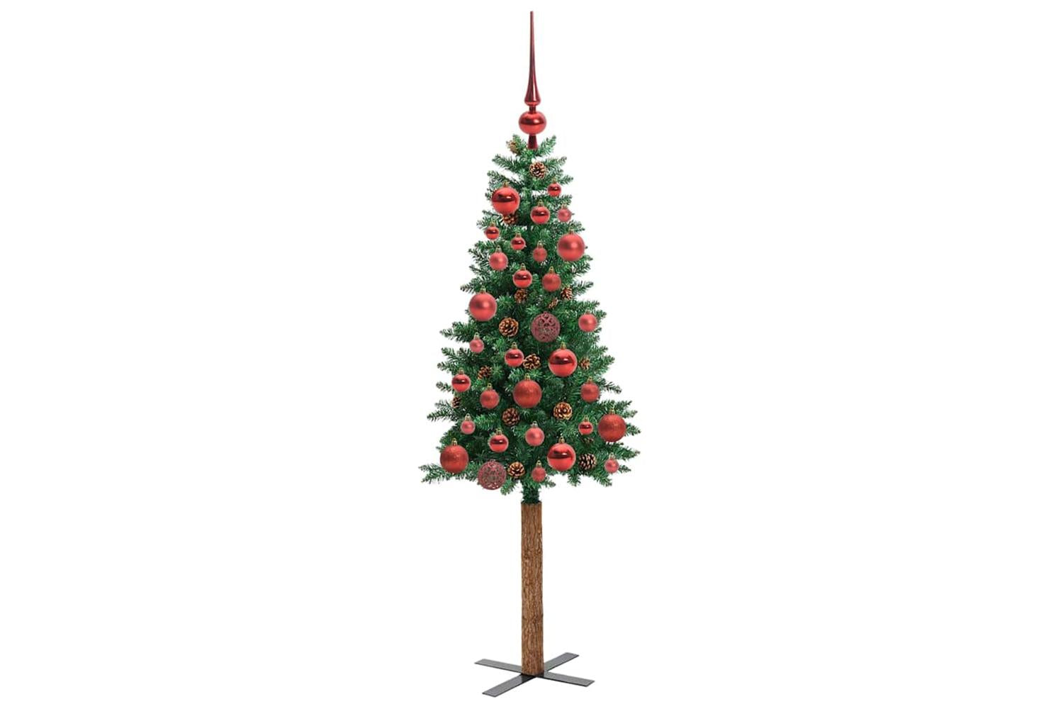 Vidaxl Slim Christmas Tree Green 150 Cm Pvc And Solid Pine Wood-4