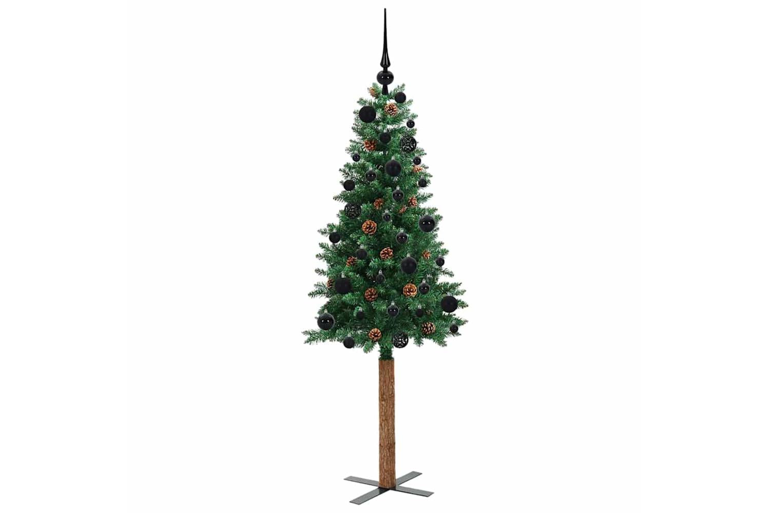 Vidaxl Slim Christmas Tree Green 150 Cm Pvc And Solid Pine Wood-4