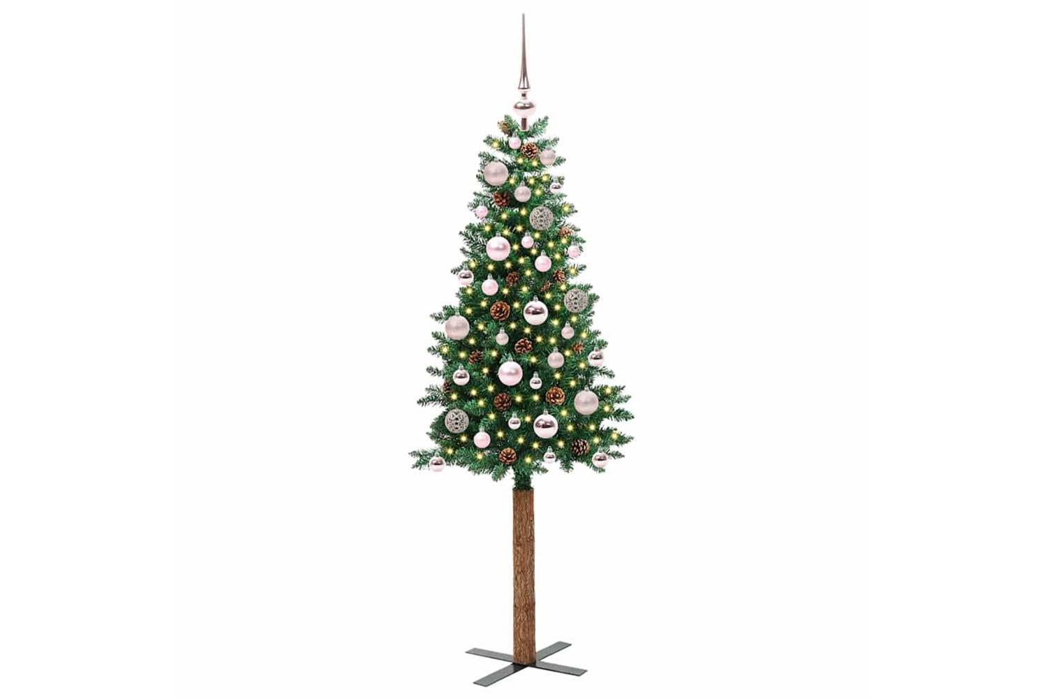 Vidaxl Slim Christmas Tree Green 150 Cm Pvc And Solid Pine Wood-2