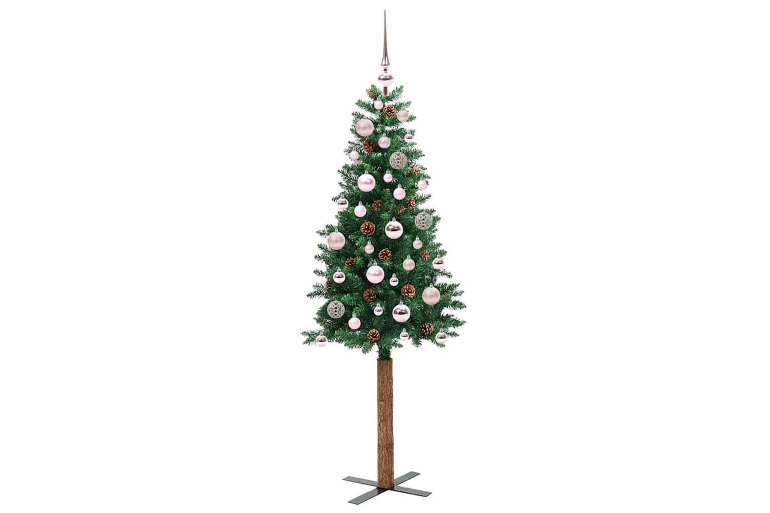 Vidaxl Slim Christmas Tree Green 150 Cm Pvc And Solid Pine Wood-3