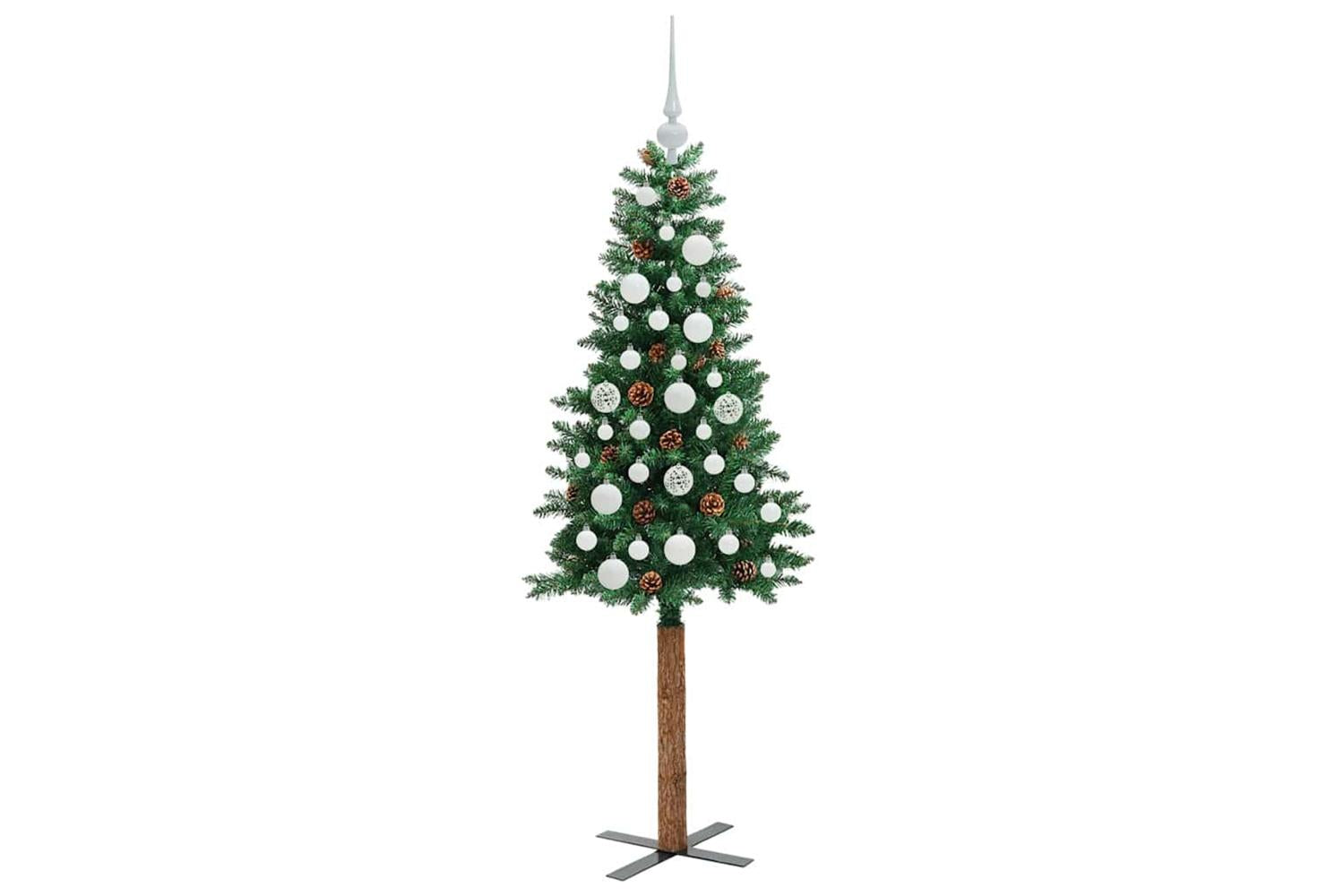 Vidaxl Slim Christmas Tree Green 150 Cm Pvc And Solid Pine Wood-4